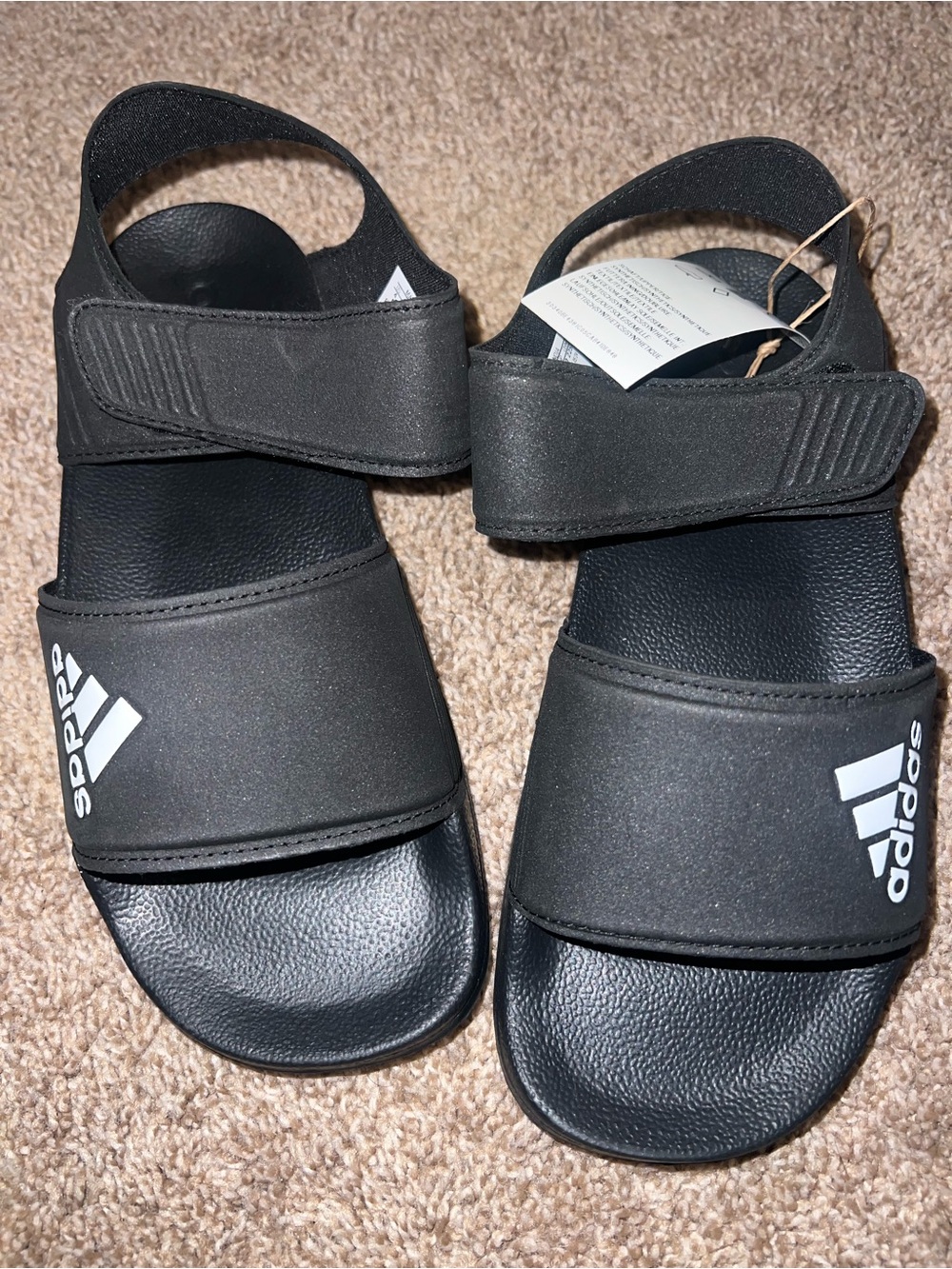 adidas Kids Black Dual-Strap Adilette Sandals